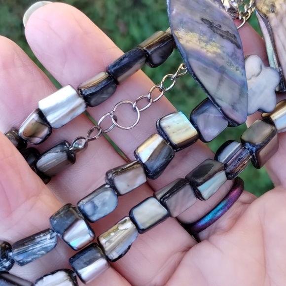 Abalone shell necklace RENFAIRE COSPLAY Fairy Mermaid Boho . - Picture 9 of 13